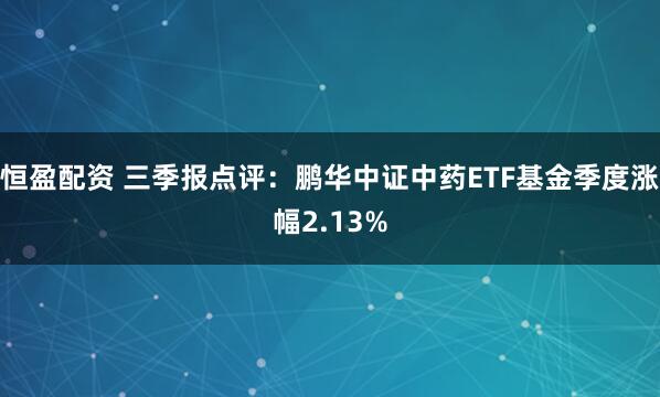 恒盈配资 三季报点评：鹏华中证中药ETF基金季度涨幅2.13%