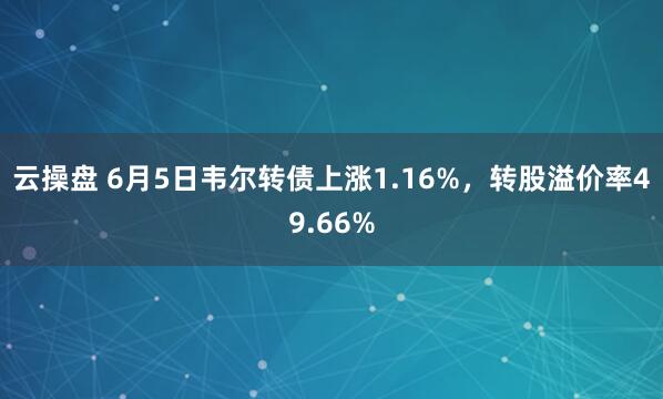 云操盘 6月5日韦尔转债上涨1.16%，转股溢价率49.66%